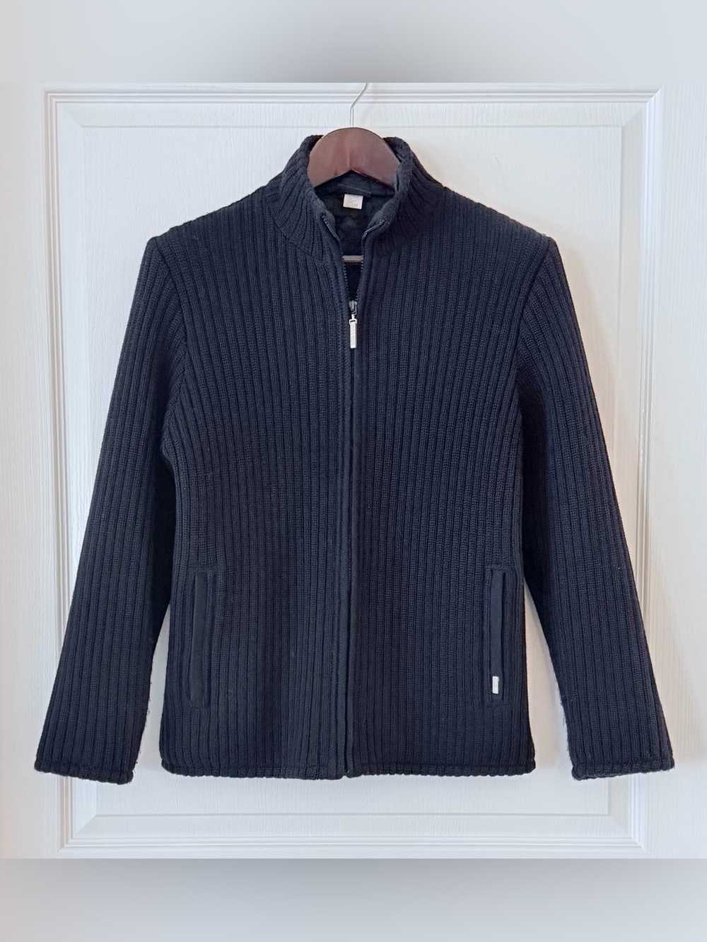 Paul & Shark Men's Navy Wool Ribbed Full-Zip Jacket Made in
Italy